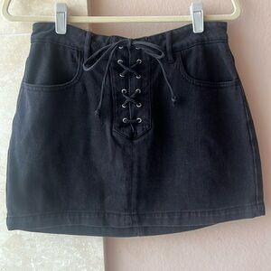 Pacsun Black Denim mini with Tie Detail